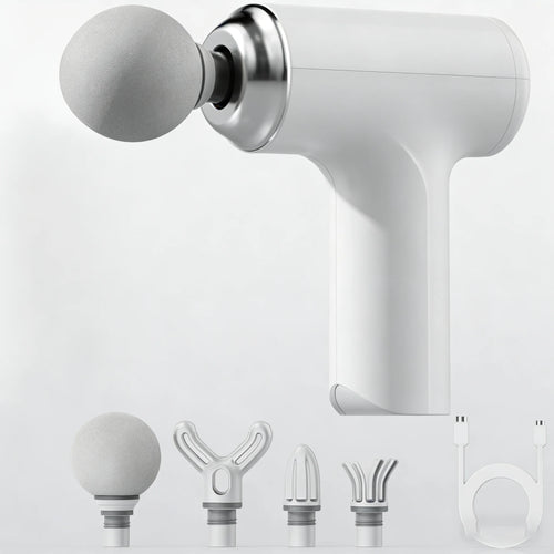 Portable Massage Gun with 4 Interchangeable Heads & LED Display - Full Body Percussion Massager for Deep Muscle Relaxation